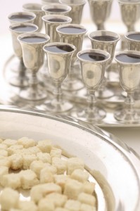 Trays of Bread and Wine for Communion