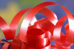festive ribbon details with blurred background